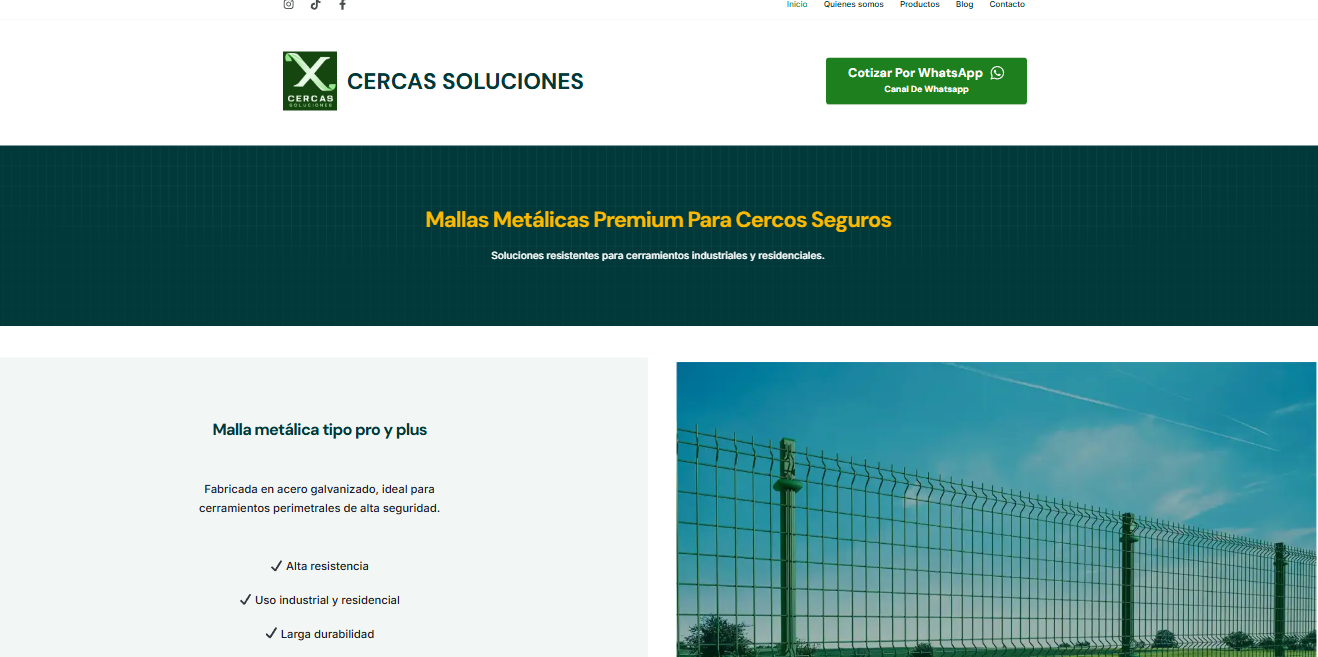 Diseño de sitio web para empresa de cercas metálicas premium