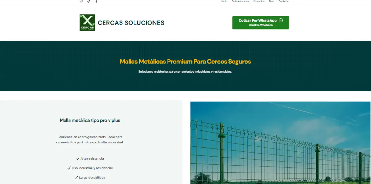 Diseño de sitio web para empresa de cercas metálicas premium